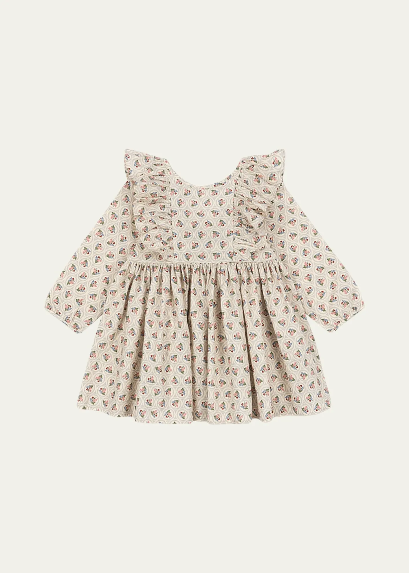 Konges SlojdGirl's Cianna Long-Sleeve Bow Floral Cotton Dress, Size 18M-10