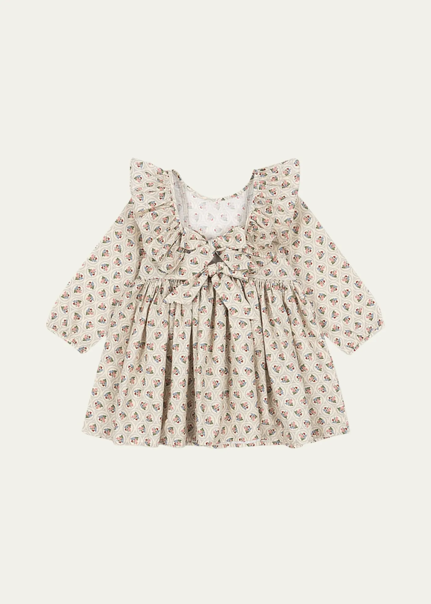 Konges SlojdGirl's Cianna Long-Sleeve Bow Floral Cotton Dress, Size 18M-10
