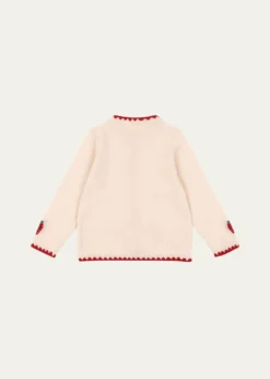 Konges SlojdGirl's Collette Strawberry-Embroidered Wool Cardigan, Size 18M-10