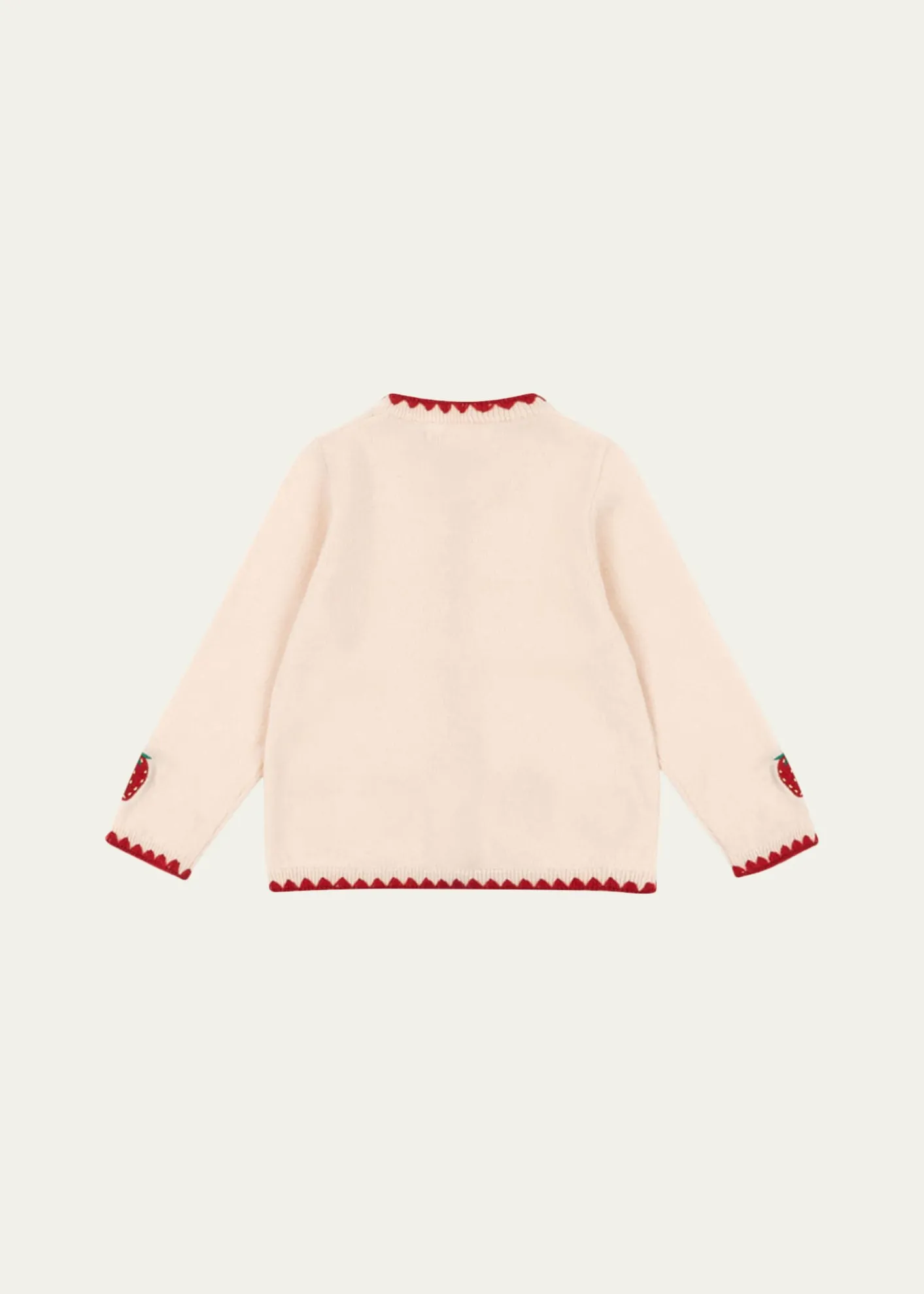 Konges SlojdGirl's Collette Strawberry-Embroidered Wool Cardigan, Size 18M-10