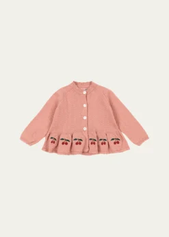 Konges SlojdGirl's Cypres Wavy Knit Peplum Cardigan, Size 3M-8