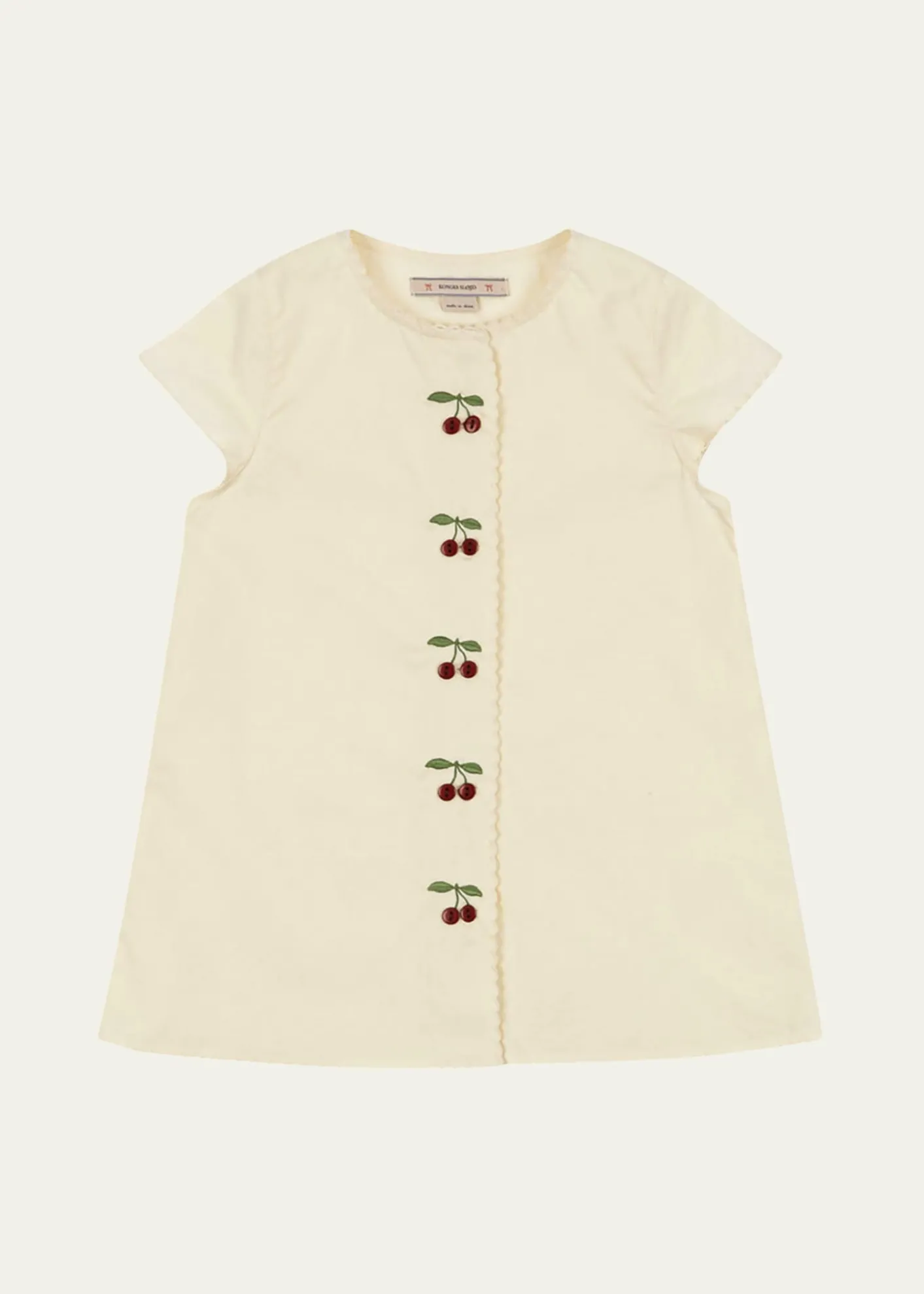Konges SlojdGirl's Evia Cherry Embroidered Organic Cotton Dress, Size 18M-10