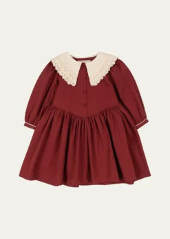 Konges SlojdGirl's Lace-Collar Organic Cotton Dress, Size 18M-10