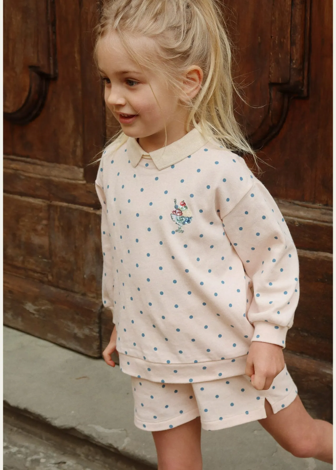 Konges SlojdGirl's Spotty Long-Sleeve Polo Shirt, Size 12M-8Y