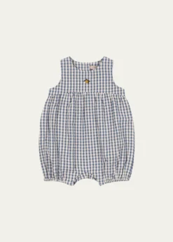 Konges SlojdBoy's Kim Gingham Organic Cotton Romper, Size 0M-18M