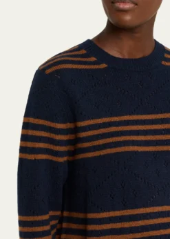 KuleSKN Striped Pointelle Cashmere Sweater