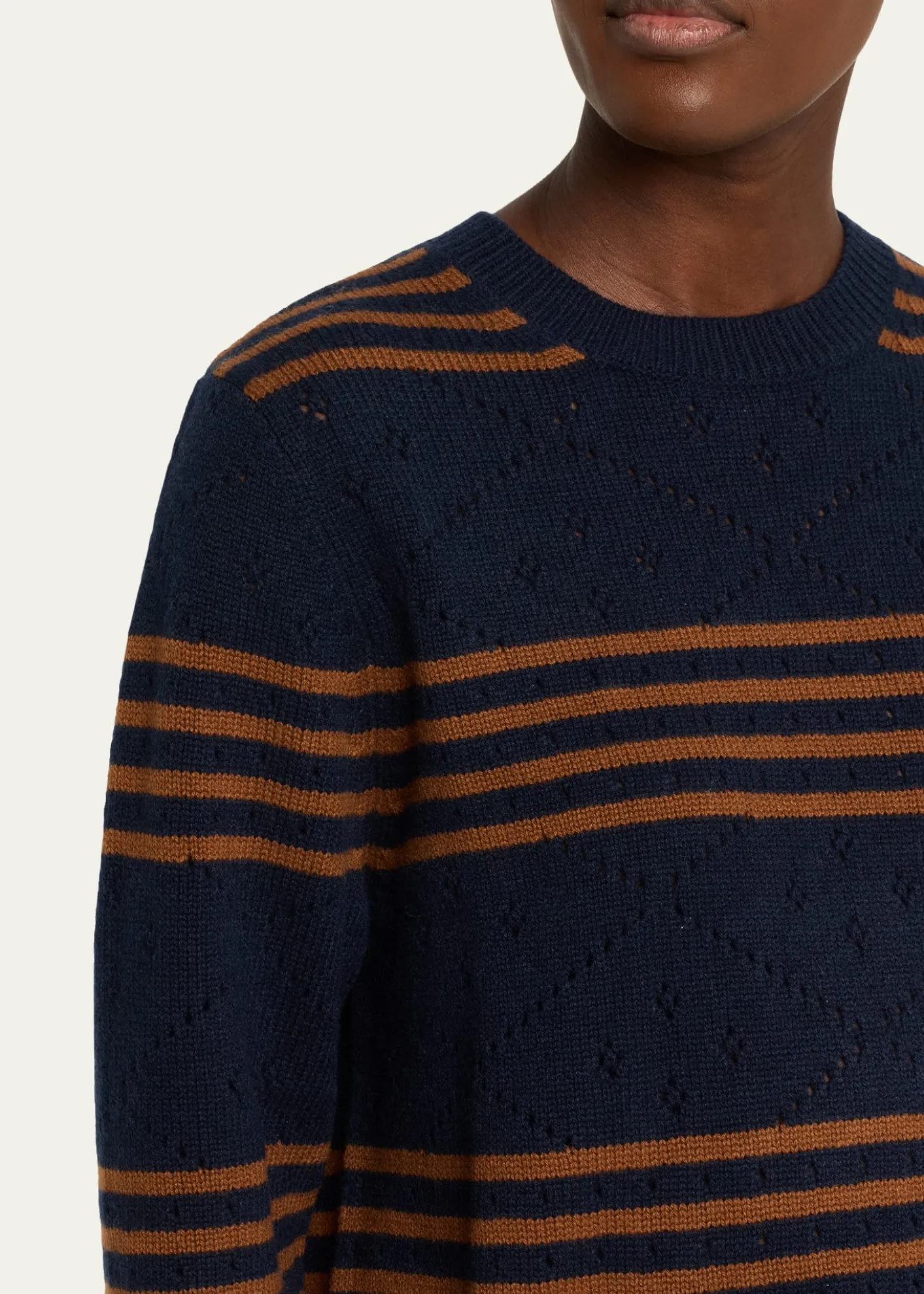 KuleSKN Striped Pointelle Cashmere Sweater
