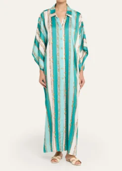 La BlancaWrena Belt Striped Maxi Shirtdress Coverup