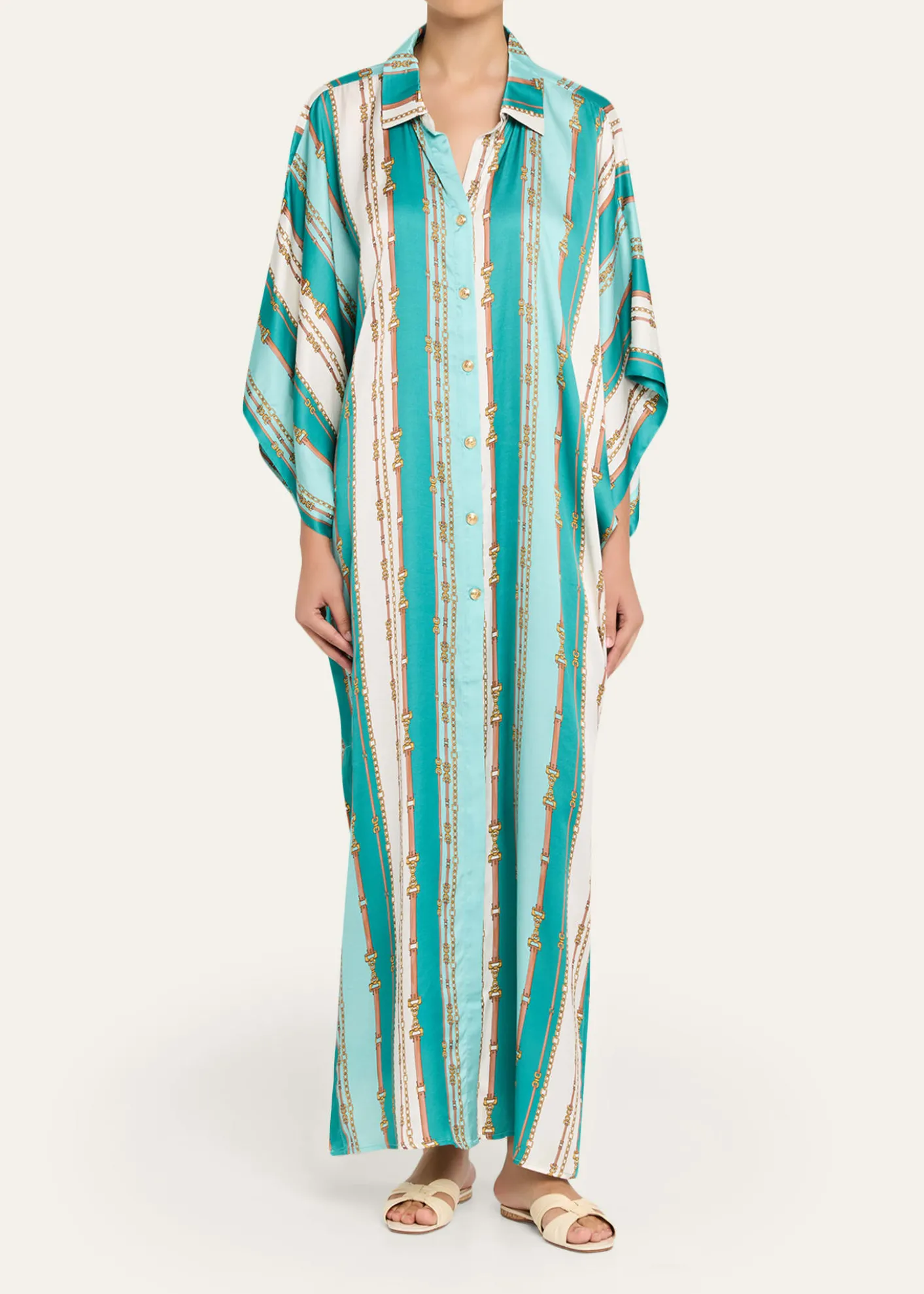 La BlancaWrena Belt Striped Maxi Shirtdress Coverup