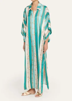 La BlancaWrena Belt Striped Maxi Shirtdress Coverup
