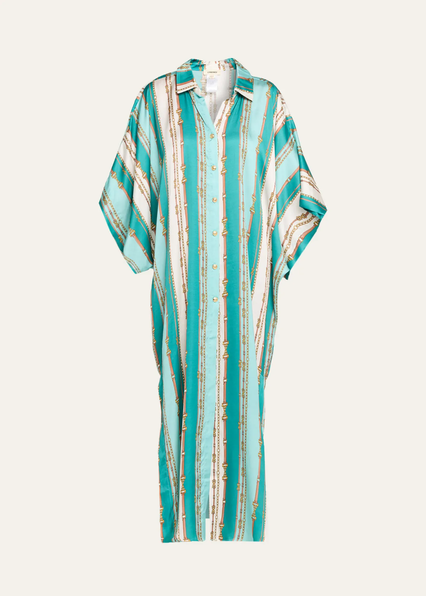 La BlancaWrena Belt Striped Maxi Shirtdress Coverup