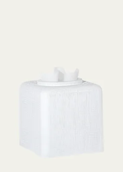 LabrazelCambric Glass Tissue Box Cover, White Enamel