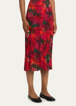 Lafayette 148 New YorkAbstract-Print Crinkled Cotton Midi Skirt