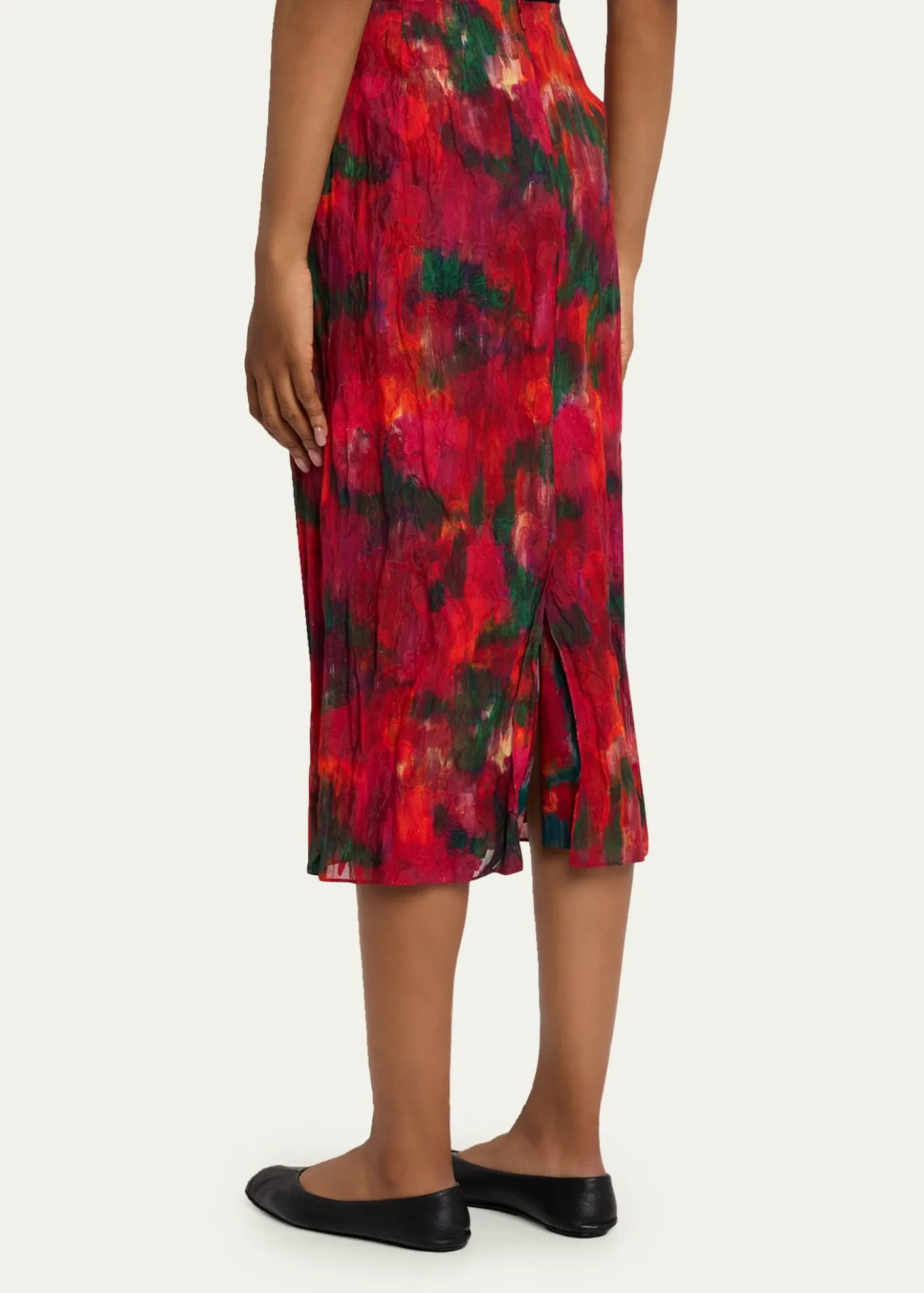 Lafayette 148 New YorkAbstract-Print Crinkled Cotton Midi Skirt