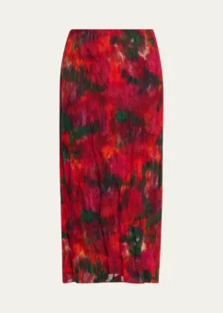 Lafayette 148 New YorkAbstract-Print Crinkled Cotton Midi Skirt