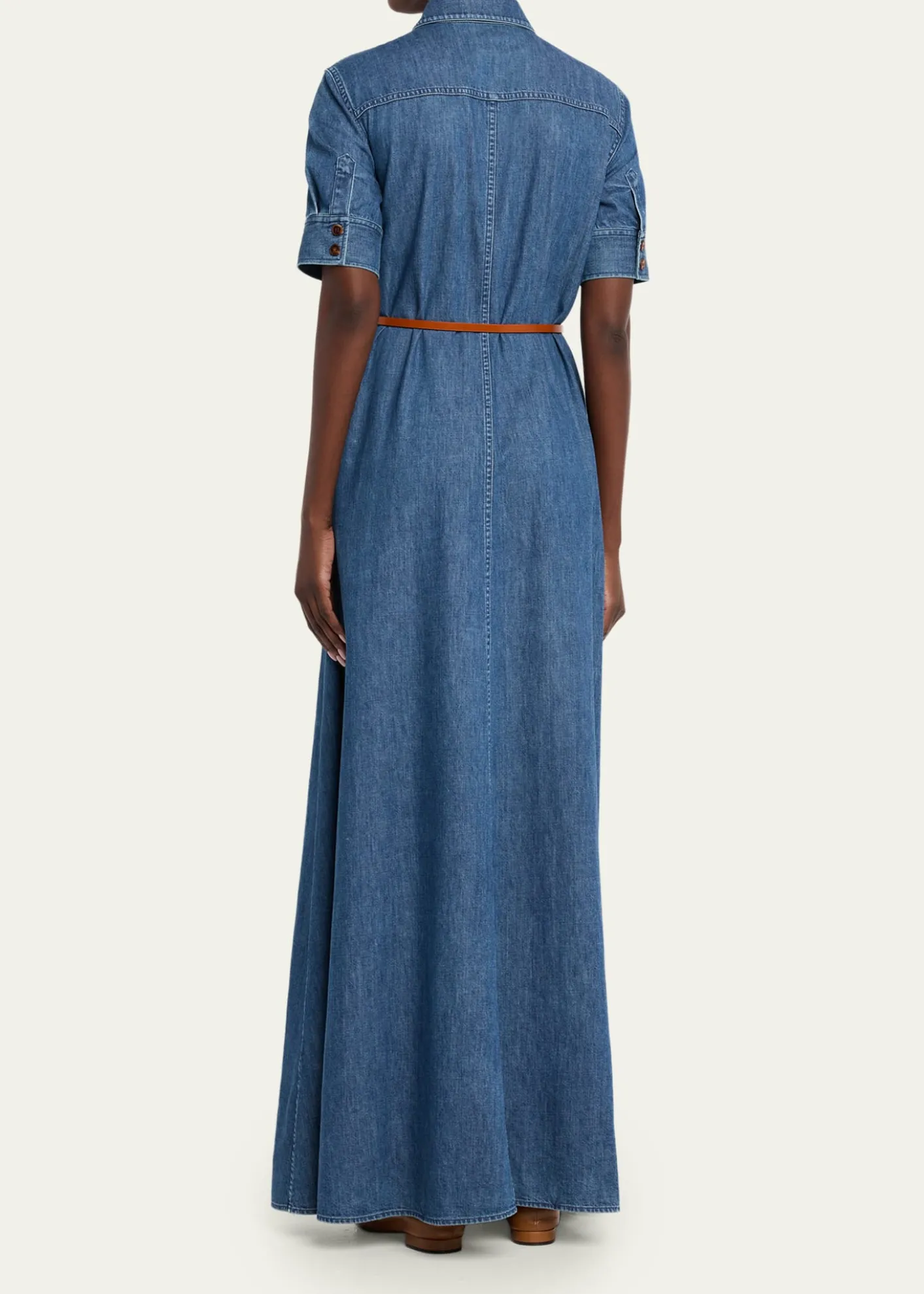 Lafayette 148 New YorkBelted Cotton Chambray Maxi Shirtdress