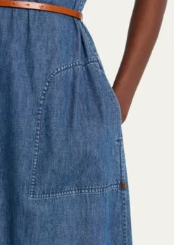 Lafayette 148 New YorkBelted Cotton Chambray Maxi Shirtdress