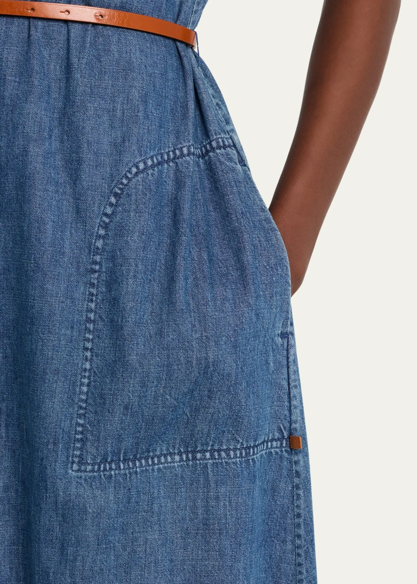 Lafayette 148 New YorkBelted Cotton Chambray Maxi Shirtdress