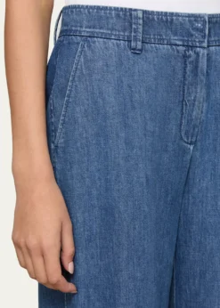 Lafayette 148 New YorkCharles Wide-Leg Cotton Chambray Pants