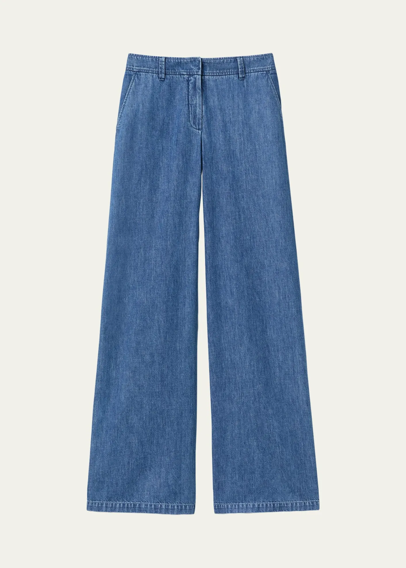 Lafayette 148 New YorkCharles Wide-Leg Cotton Chambray Pants