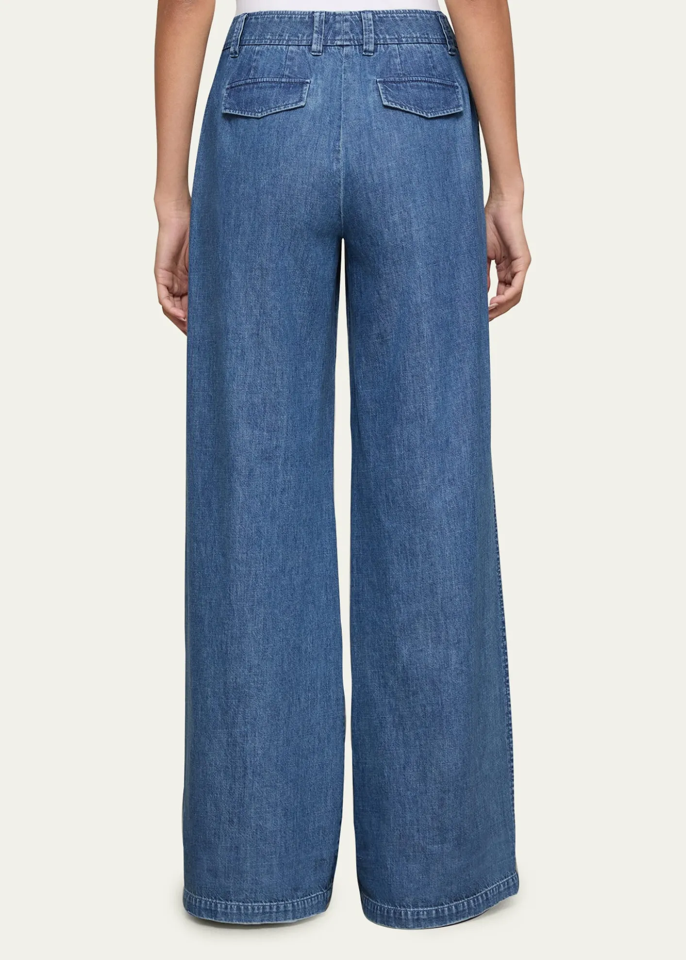 Lafayette 148 New YorkCharles Wide-Leg Cotton Chambray Pants