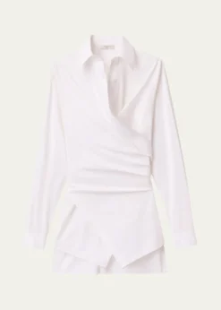 Lafayette 148 New YorkConvertible Long-Sleeve Poplin Shirt