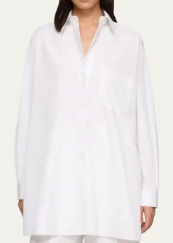 Lafayette 148 New YorkConvertible Long-Sleeve Poplin Shirt