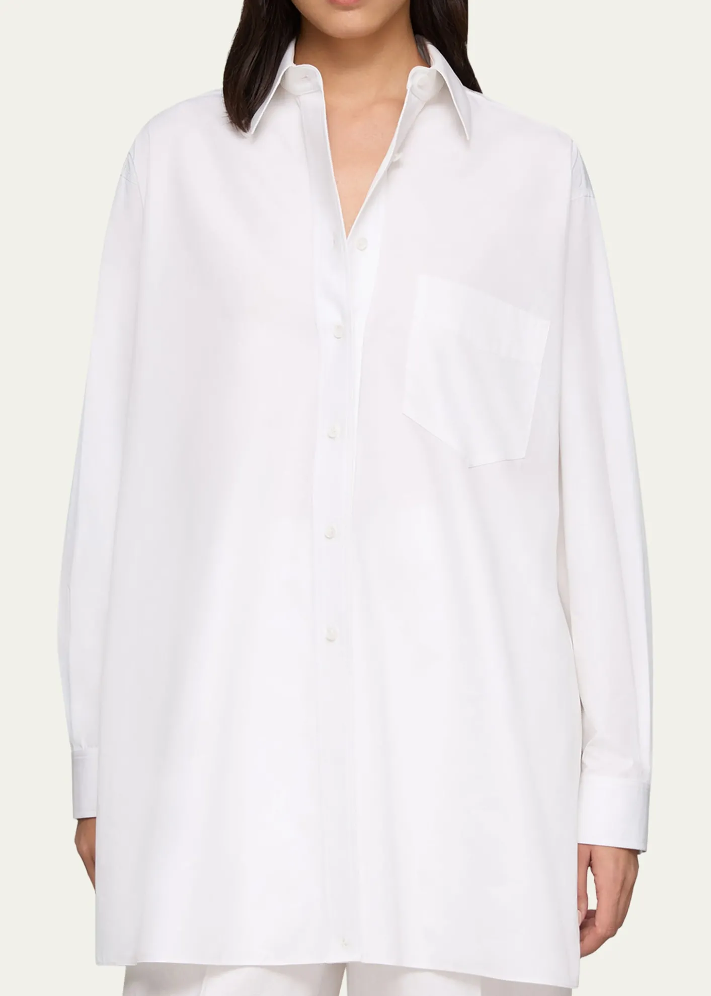 Lafayette 148 New YorkConvertible Long-Sleeve Poplin Shirt