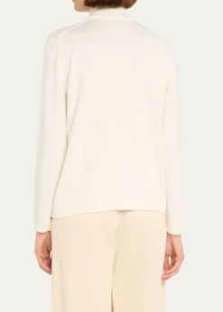 Lafayette 148 New YorkCotton-Silk Tape Fitted Bomber Sweater