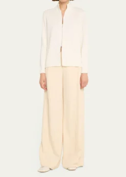 Lafayette 148 New YorkCotton-Silk Tape Fitted Bomber Sweater