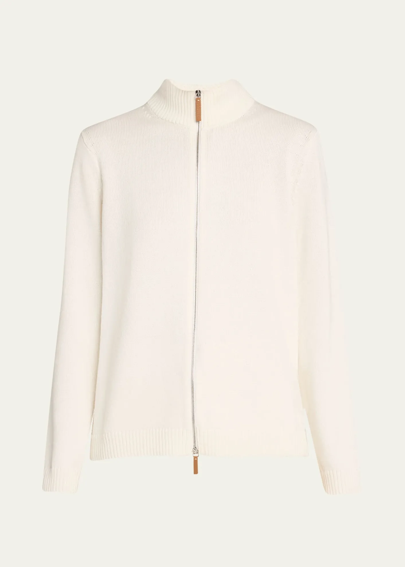 Lafayette 148 New YorkCotton-Silk Tape Fitted Bomber Sweater