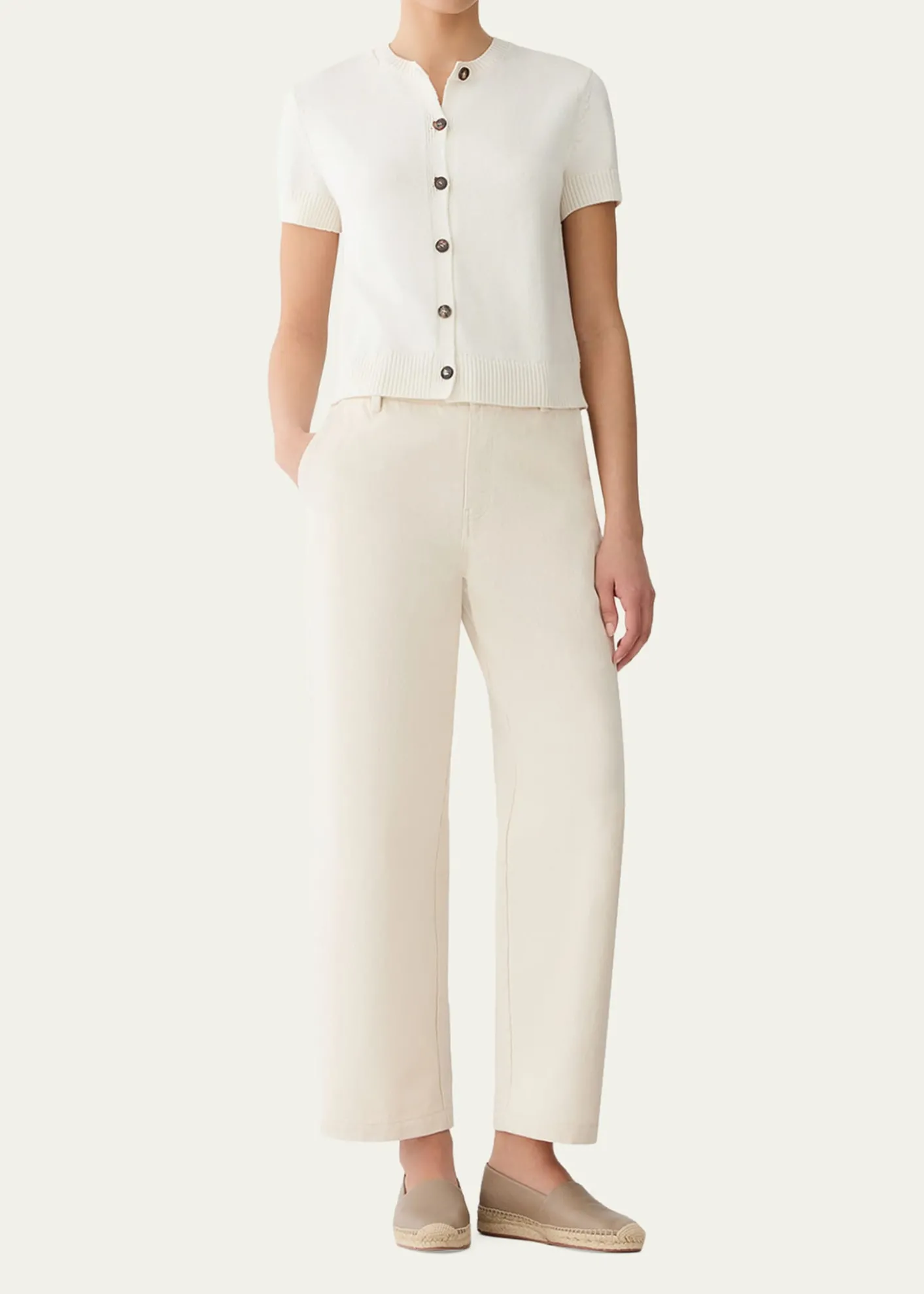 Lafayette 148 New YorkCrewneck Cotton-Silk Cardigan