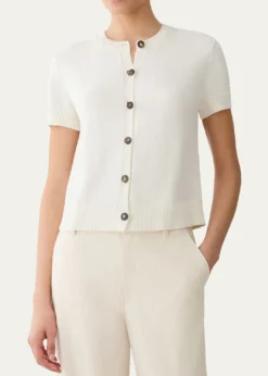 Lafayette 148 New YorkCrewneck Cotton-Silk Cardigan