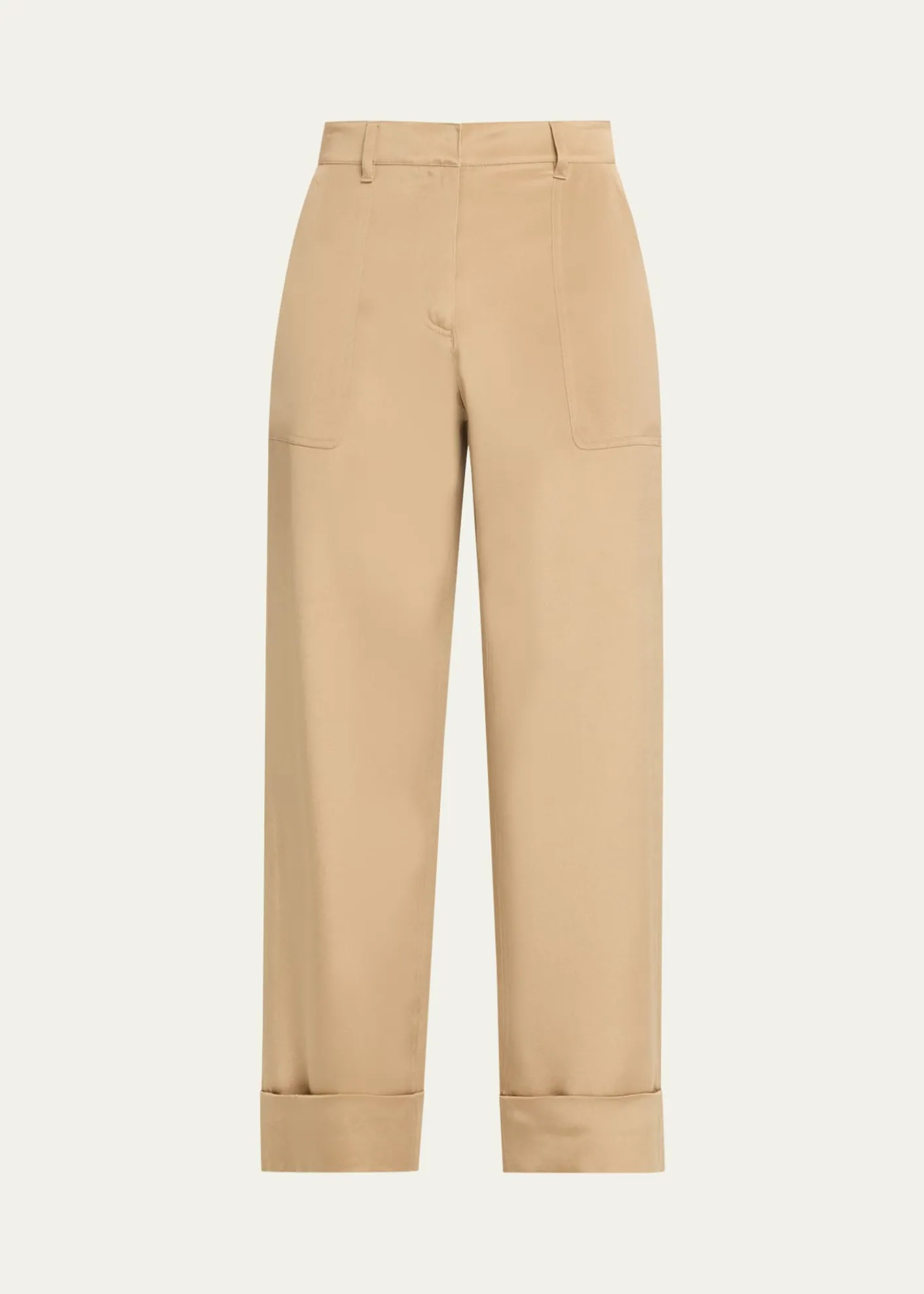 Lafayette 148 New YorkCuffed Straight-Leg Silk Georgette Pants
