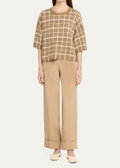 Lafayette 148 New YorkCuffed Straight-Leg Silk Georgette Pants
