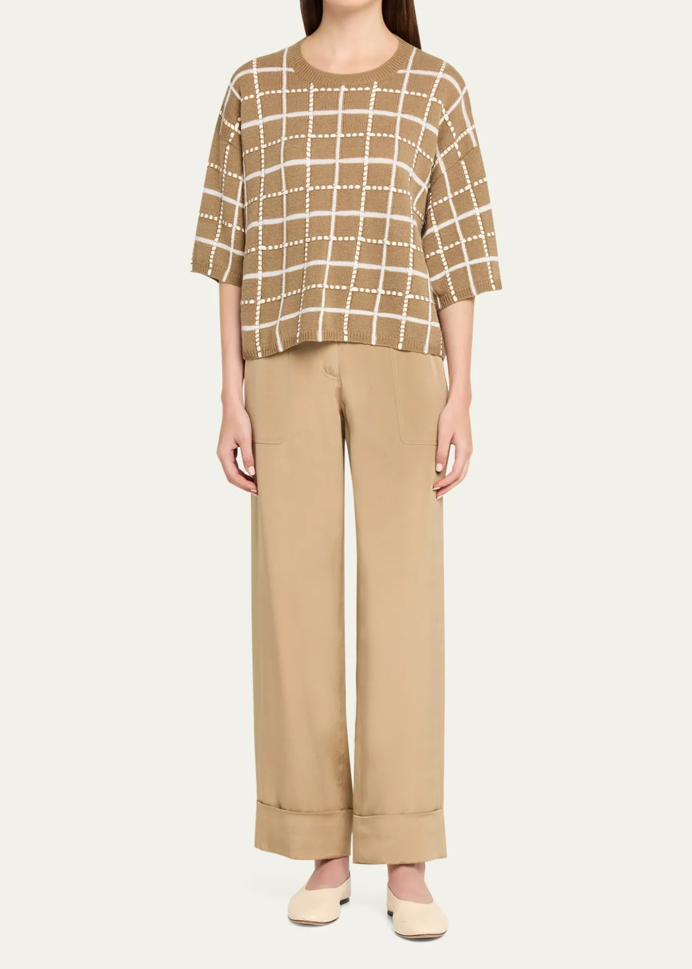Lafayette 148 New YorkCuffed Straight-Leg Silk Georgette Pants
