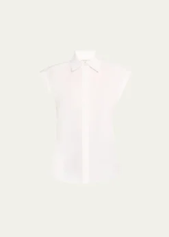 Lafayette 148 New YorkFitted Cap-Sleeve Cotton Shirt