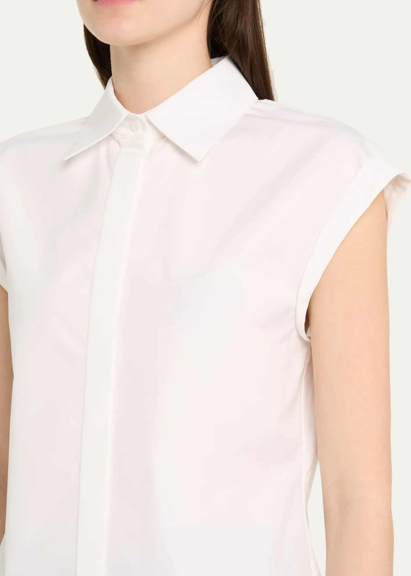 Lafayette 148 New YorkFitted Cap-Sleeve Cotton Shirt