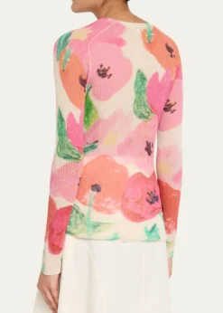 Lafayette 148 New YorkFloral-Print Rib Knit Cardigan