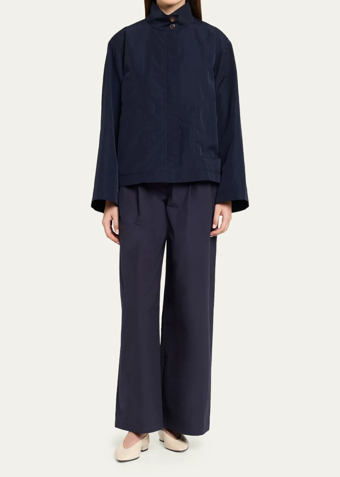 Lafayette 148 New YorkFunnel-Neck Cavalry Twill Jacket