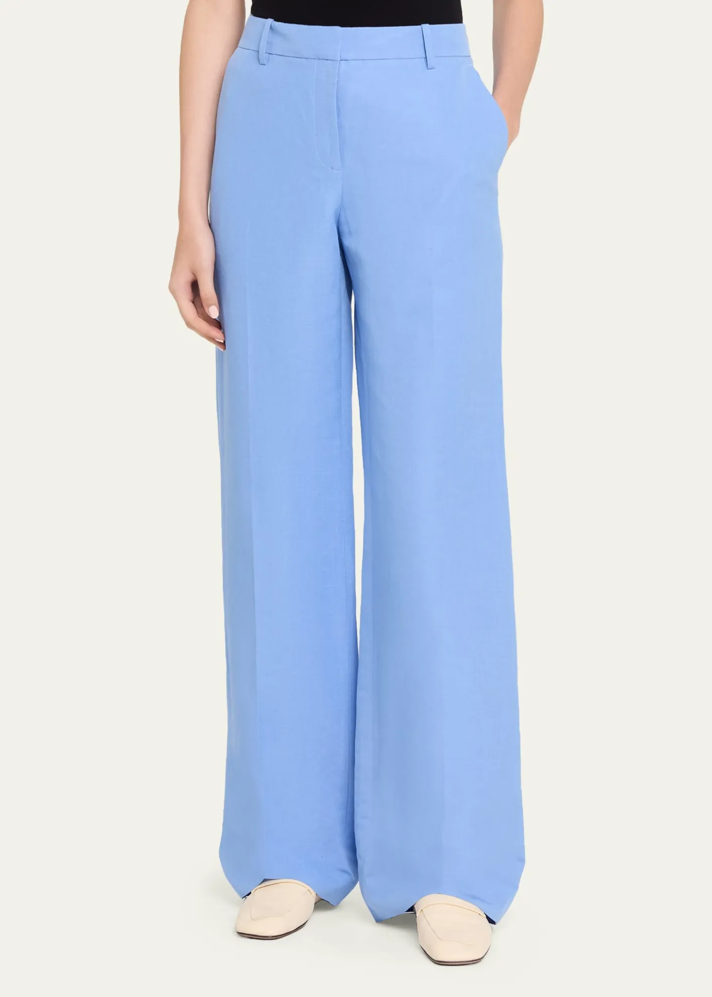Lafayette 148 New YorkGates Wide-Leg Silk-Linen Pants