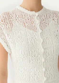 Lafayette 148 New YorkLace-Stitch Cotton Knit Sweater