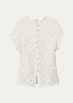 Lafayette 148 New YorkLace-Stitch Cotton Knit Sweater