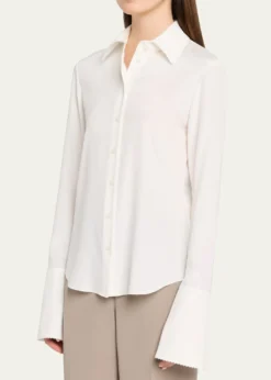 Lafayette 148 New YorkLace-Trim Organic Silk Georgette Blouse
