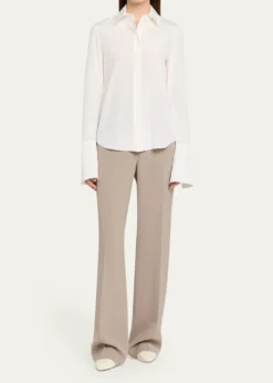 Lafayette 148 New YorkLace-Trim Organic Silk Georgette Blouse