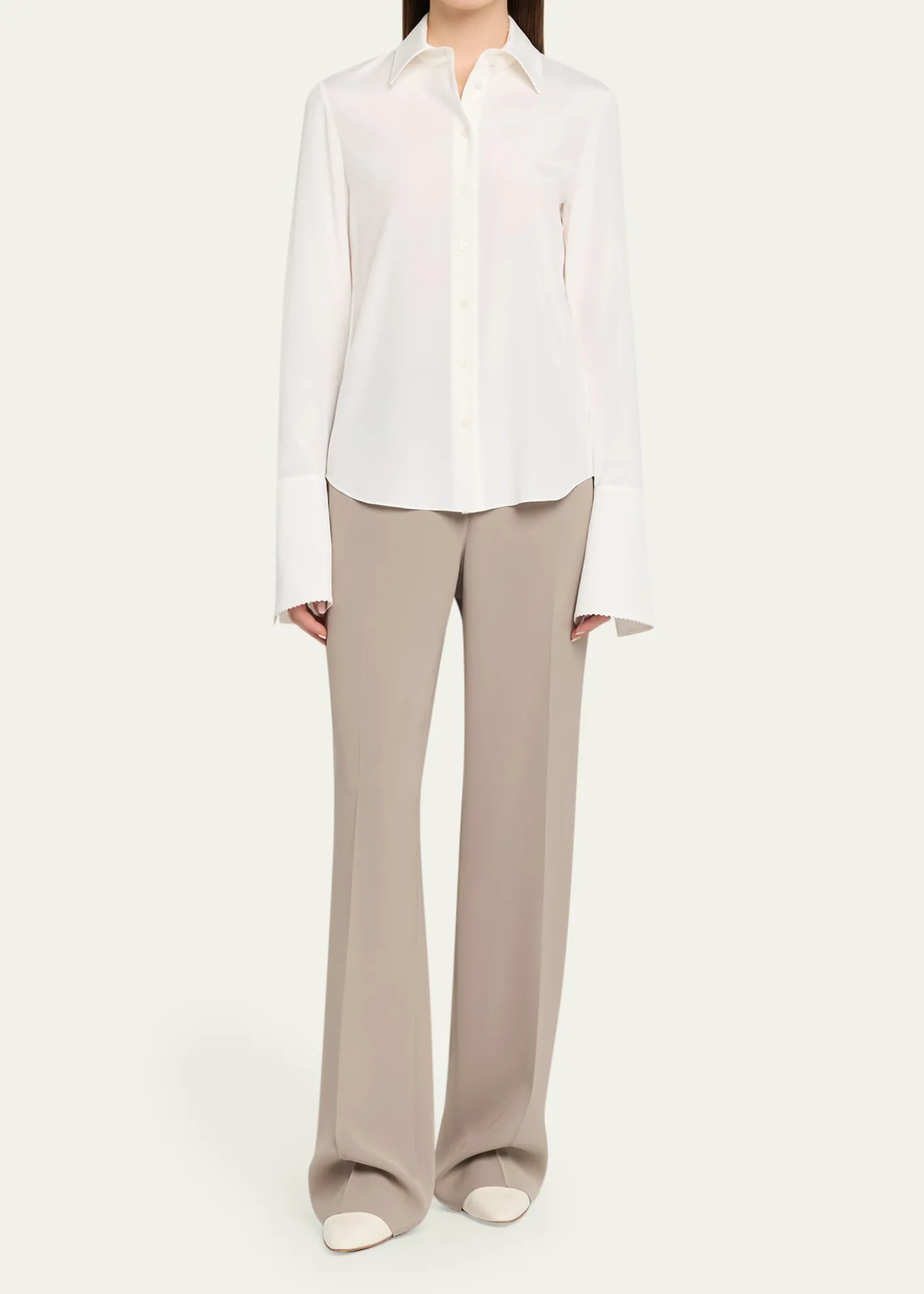 Lafayette 148 New YorkLace-Trim Organic Silk Georgette Blouse