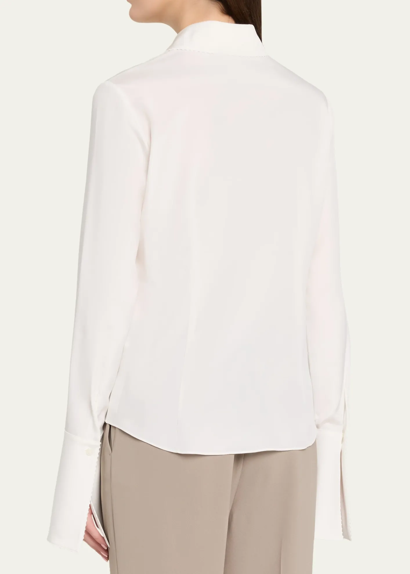 Lafayette 148 New YorkLace-Trim Organic Silk Georgette Blouse