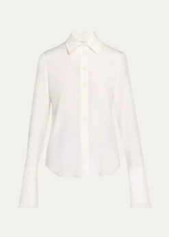Lafayette 148 New YorkLace-Trim Organic Silk Georgette Blouse
