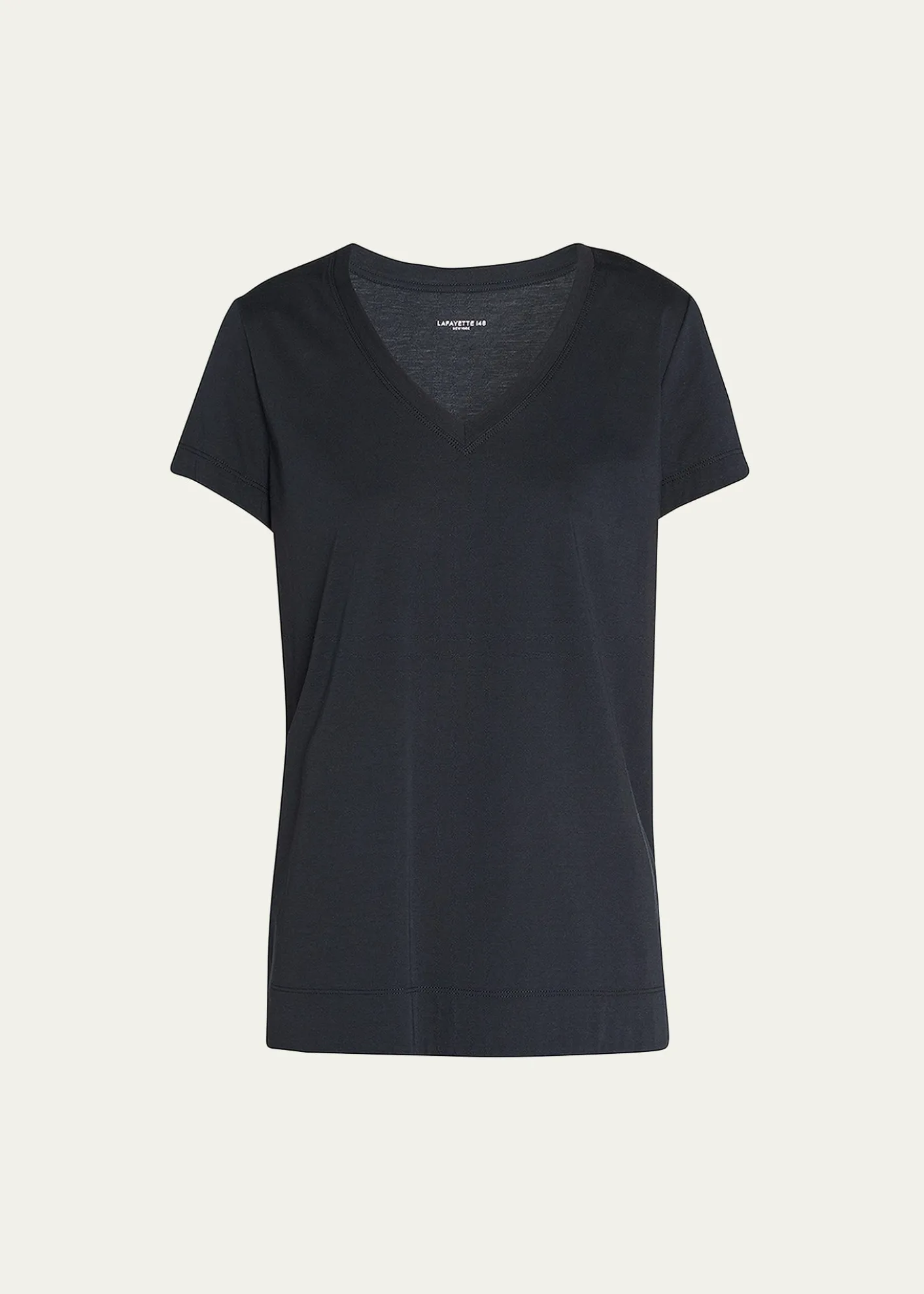 Lafayette 148 New YorkModern V-Neck Short-Sleeve Cotton Jersey Tee