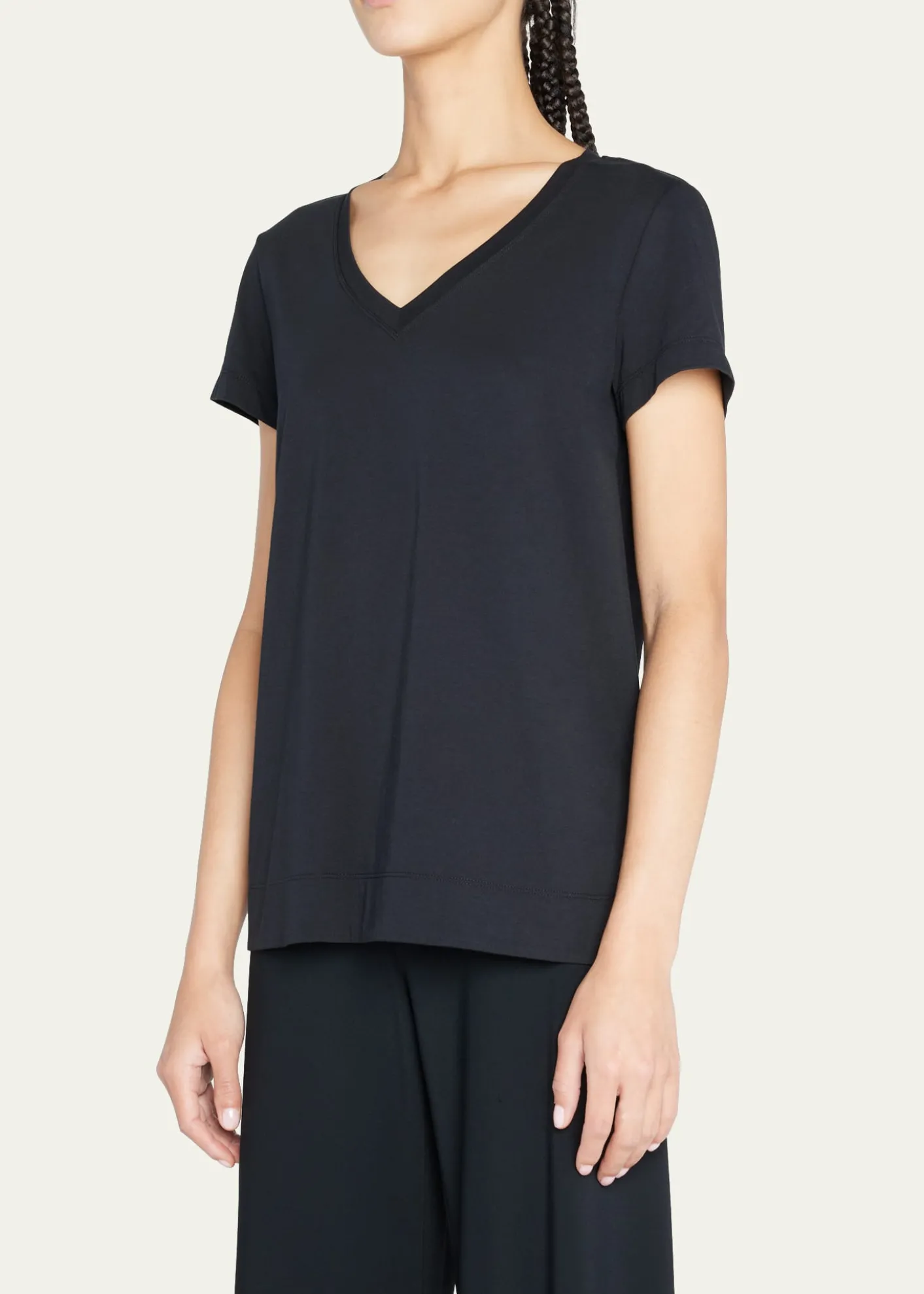 Lafayette 148 New YorkModern V-Neck Short-Sleeve Cotton Jersey Tee